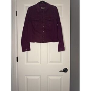 Kut From Kloth Kara Fray Hem Denim Jean Jacket Xl Mulberry  Nwt